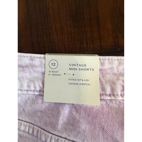 Universal Thread Vintage Midi Jean Shorts Purple Acid Wash Denim Raw Hem NEW 12 - Picture 6 of 10